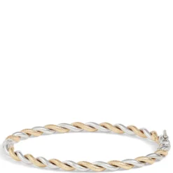 Toscano Twisted Bangle Bracelet, 14K White and Yellow Gold