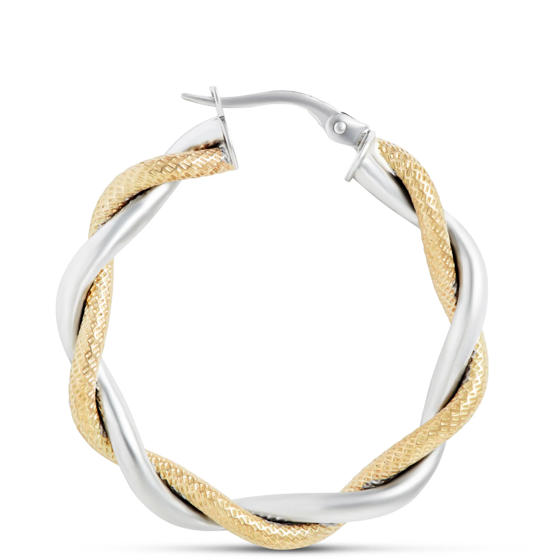 Toscano Twisted Hoop Two-Tone Earrings 14K