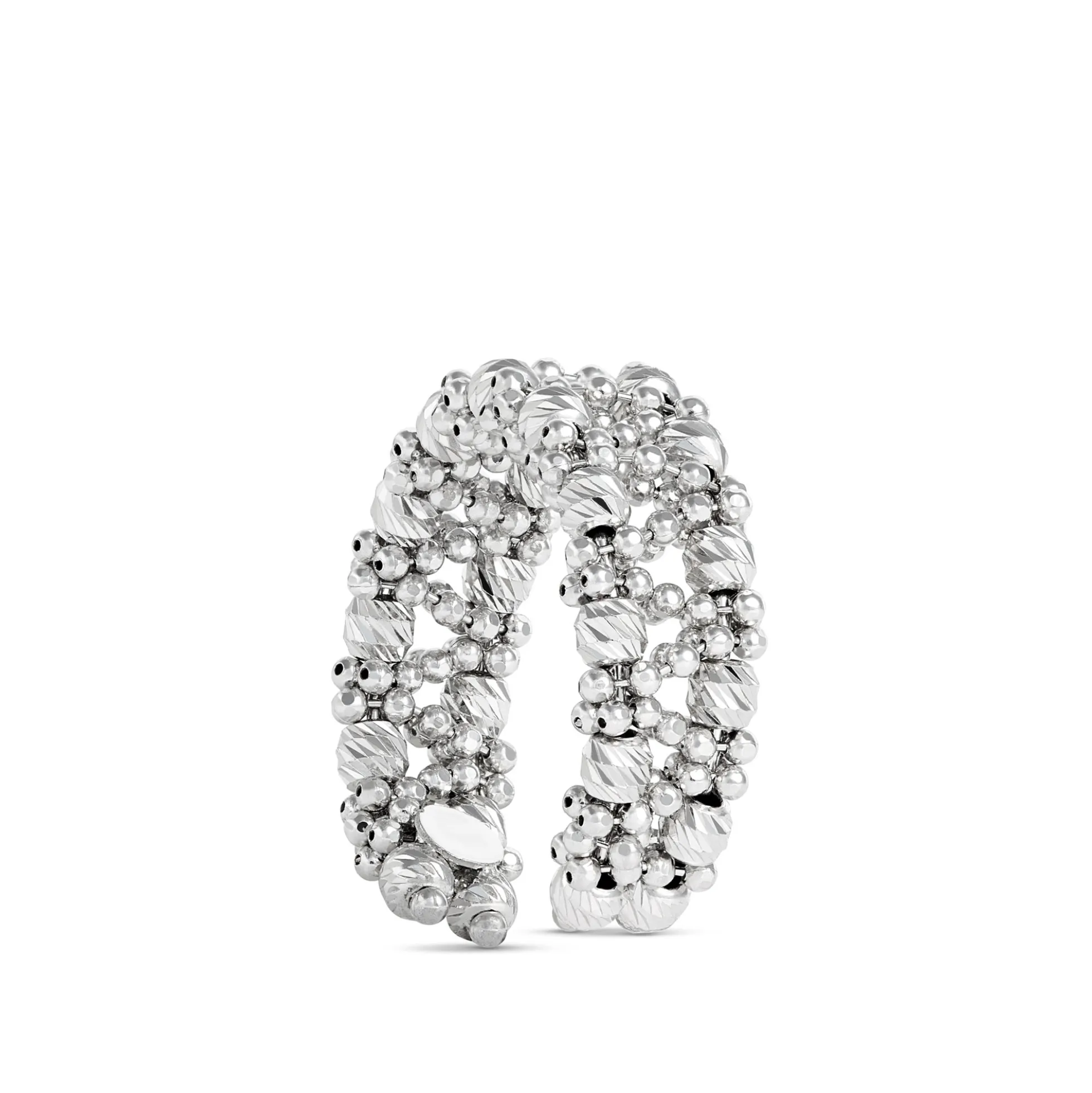 Toscano Two-Row Beaded Ring, 14K White Gold