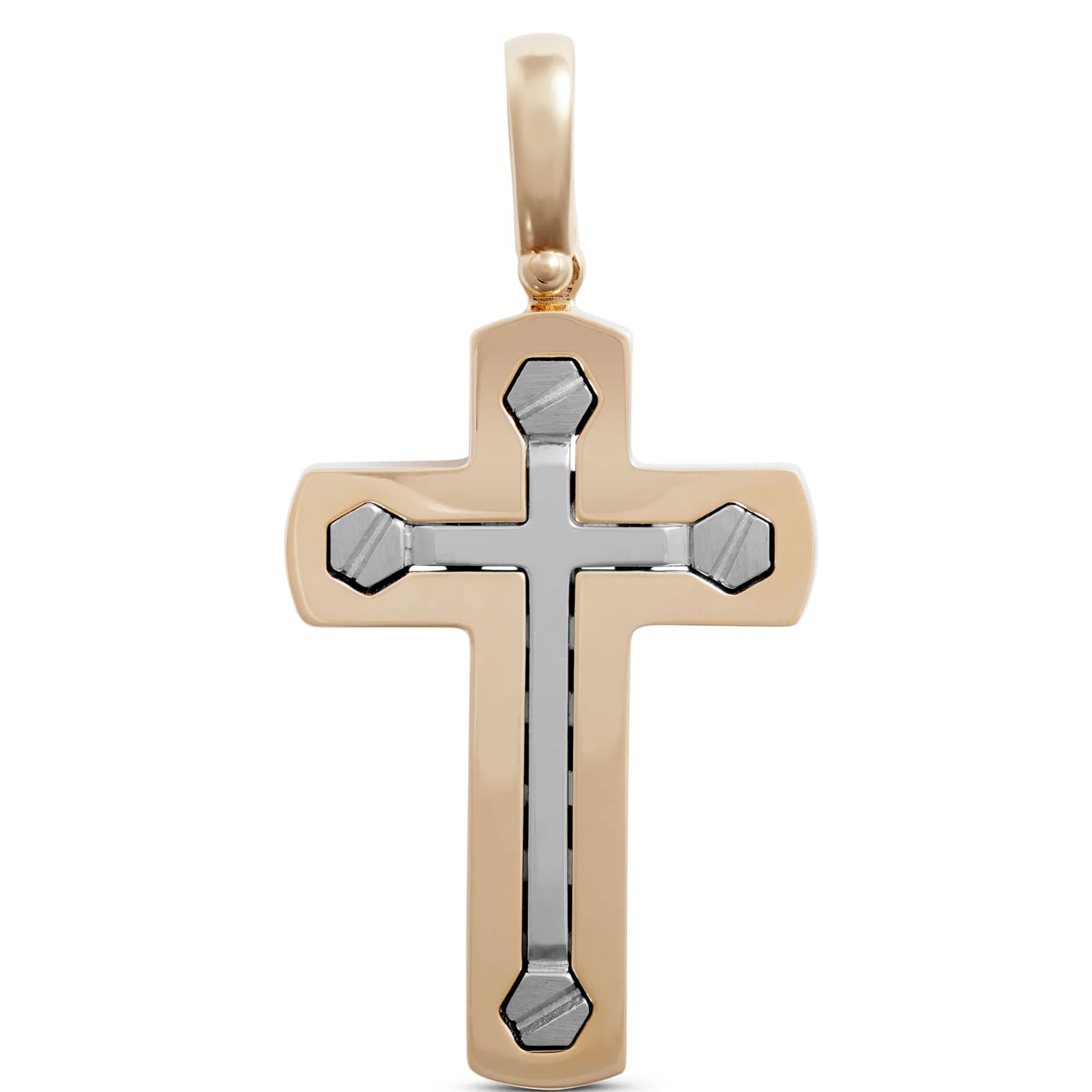 Toscano Two-Tone Cross Pendant Charm, 14K Gold