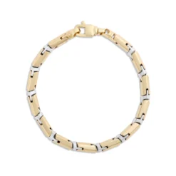 Toscano Two-Tone 8.5-Inch Hinged Tube Link Bracelet, 14K Yellow and White Gold