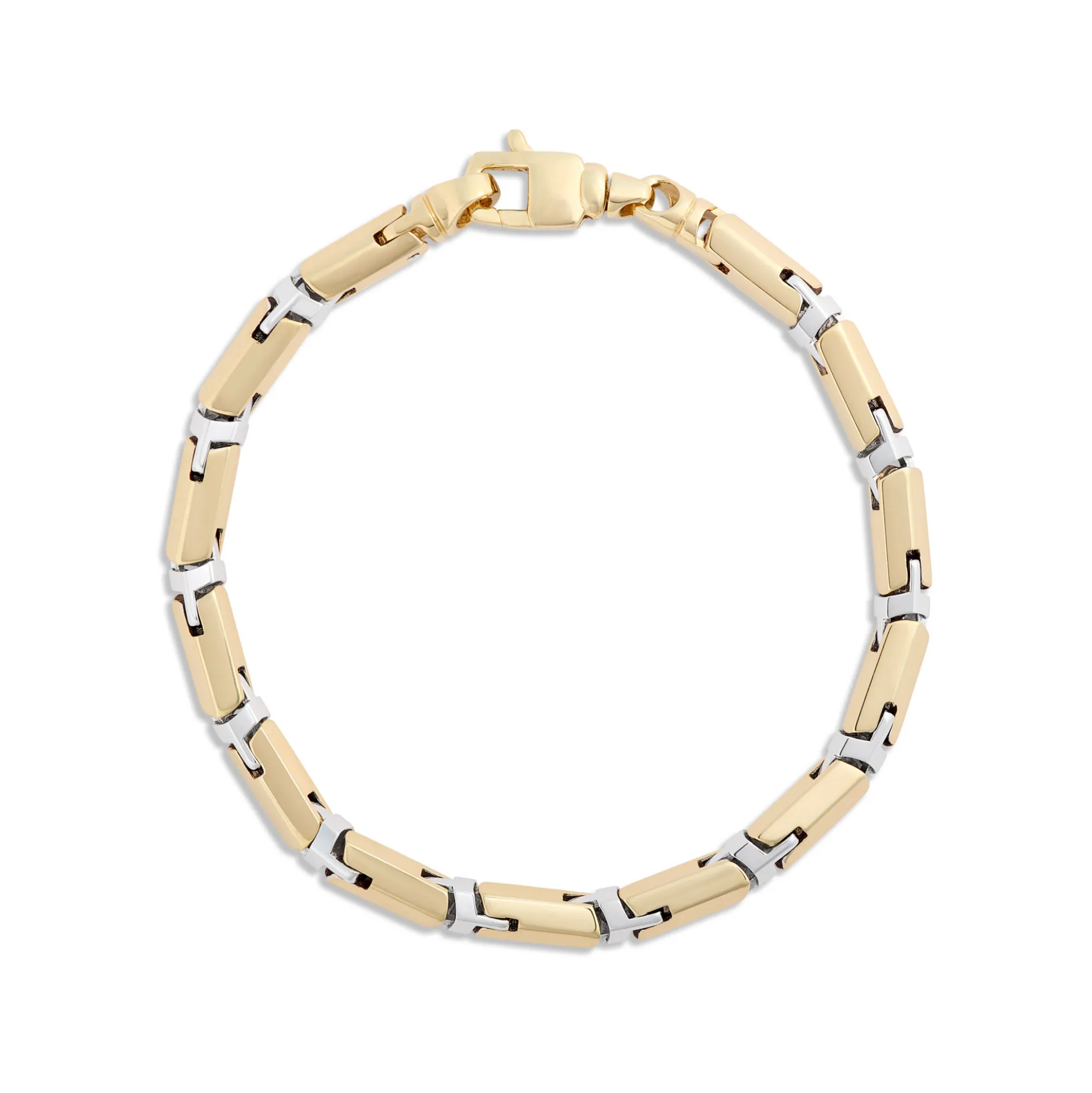 Toscano Two-Tone 8.5-Inch Hinged Tube Link Bracelet, 14K Yellow and White Gold