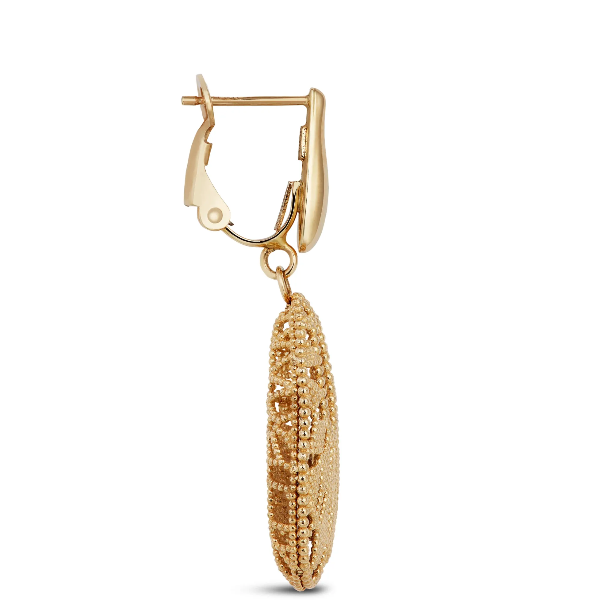 Toscano Two-Tone Mirrored & Beaded Pear Shaped Drop Earrings 14K