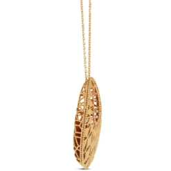 Toscano Two-Tone Mirrored & Beaded Pear Shaped Necklace 14K