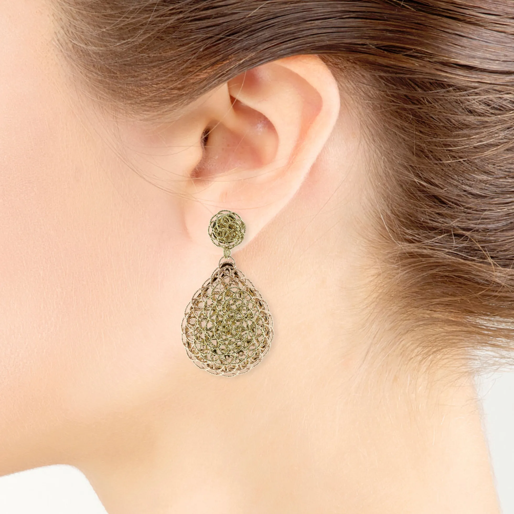 Toscano Two-Tone Woven Pear Drop Earrings 14K