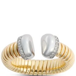 Toscano With Diamonds Domed Tubogas Ring, 18K Yellow Gold