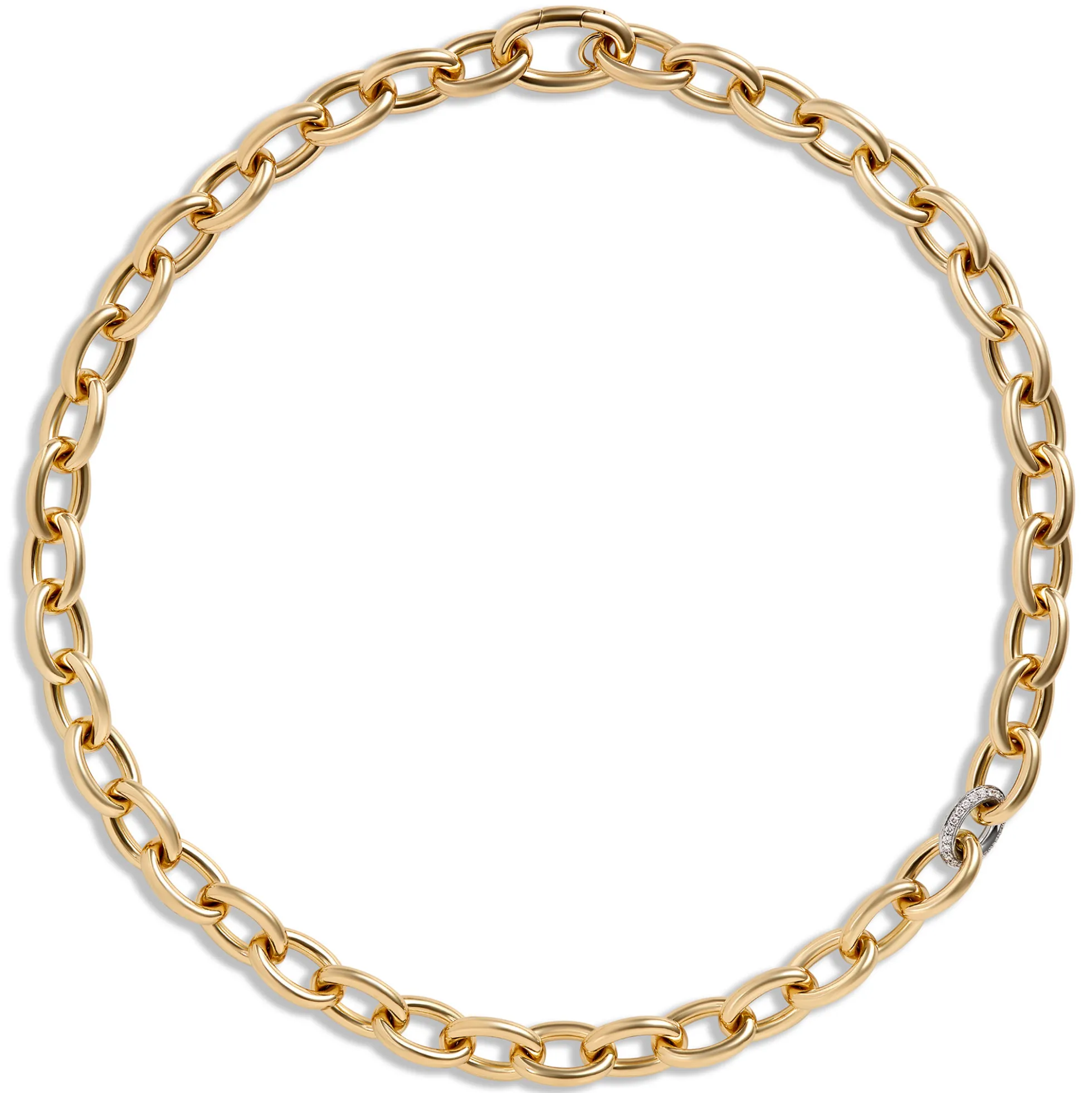 Toscano with Diamonds 18-Inch Oval Link Chain, 18K Yellow Gold