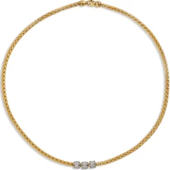 Toscano with Diamonds 18-Inch Popcorn Necklace, 18K Yellow Gold