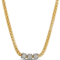 Toscano with Diamonds 18-Inch Popcorn Necklace, 18K Yellow Gold