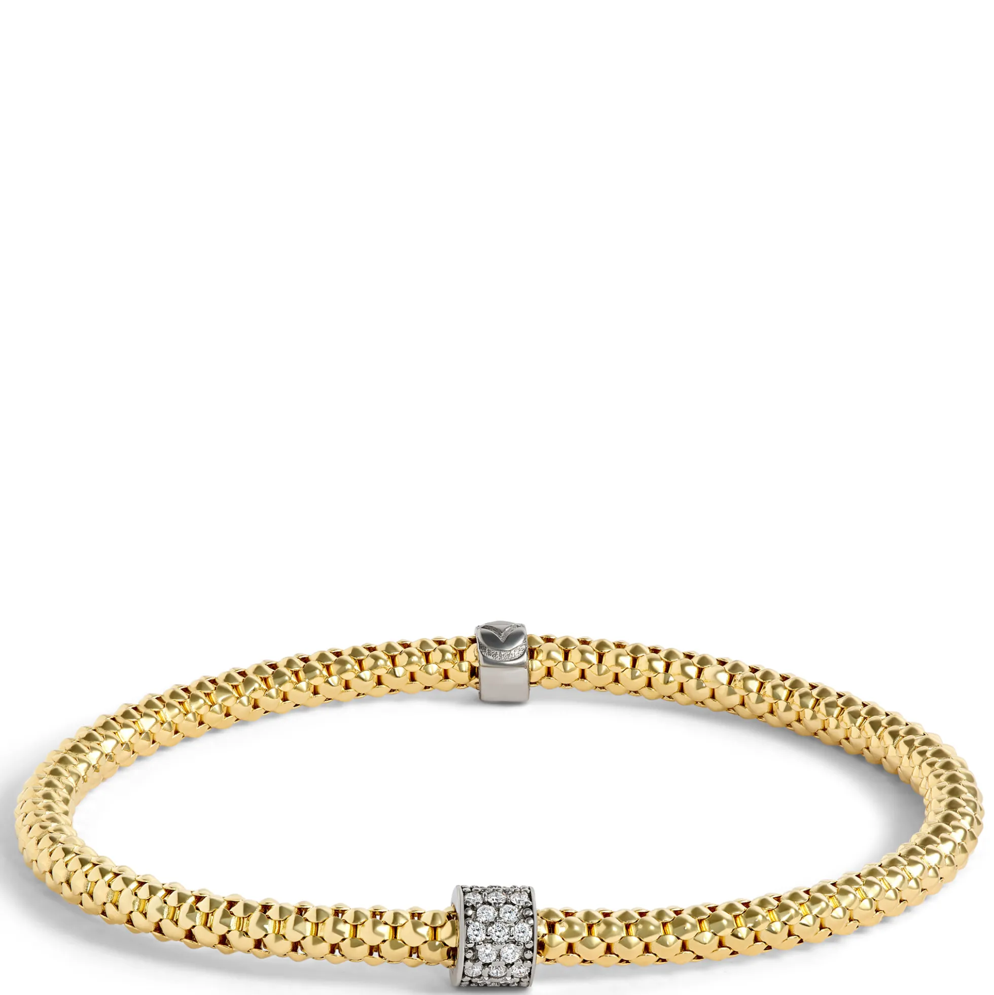 Toscano with Diamonds Stretchy Bracelet, 18K Yellow Gold
