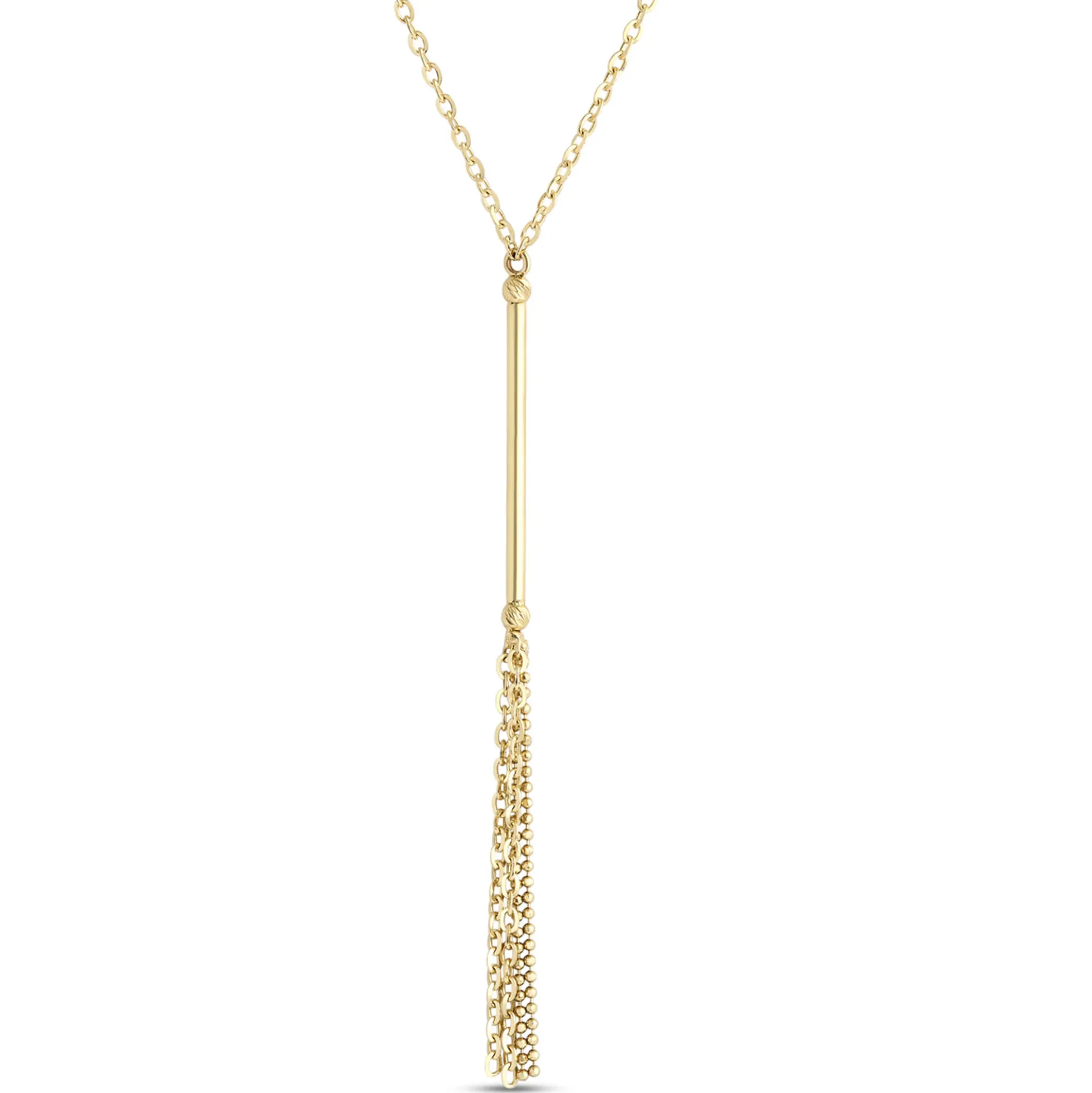 Toscano Y Bar and Tassel Necklace, 14K Yellow Gold