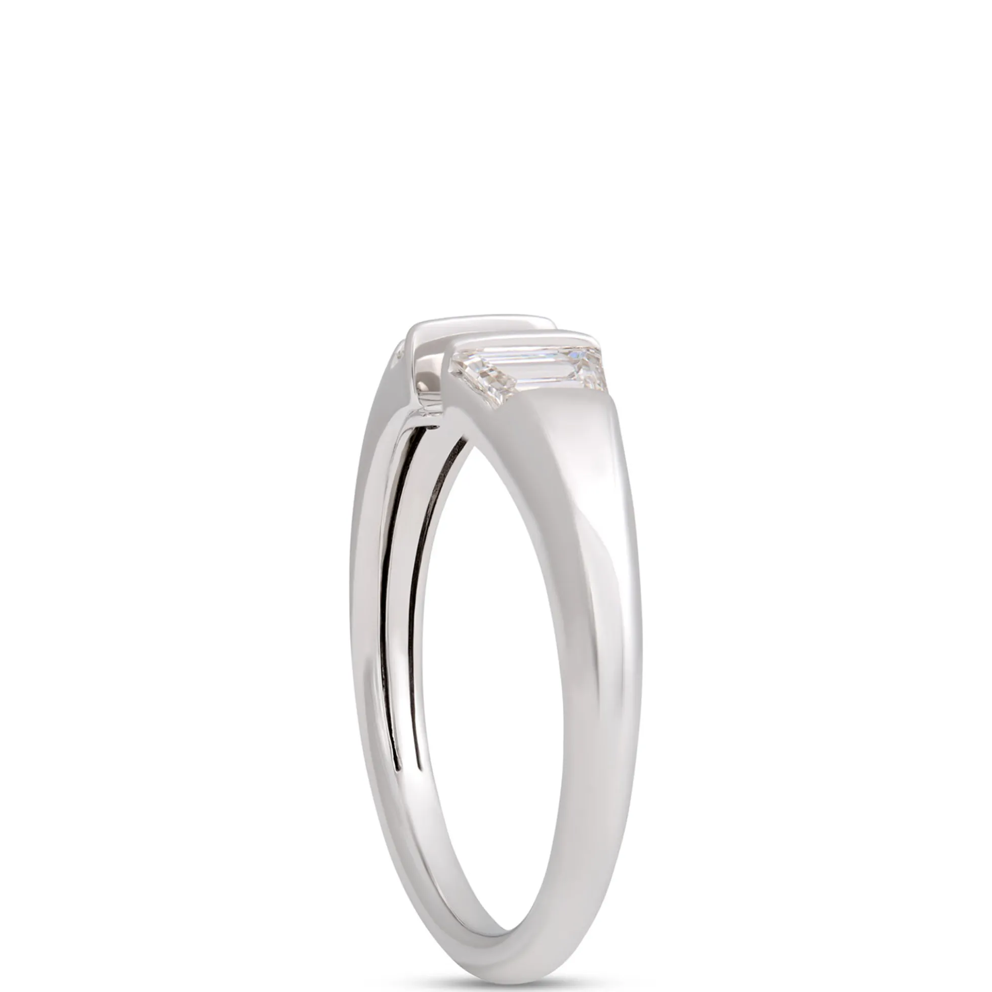 Trap Diamond Bypass Ring, 14K White Gold