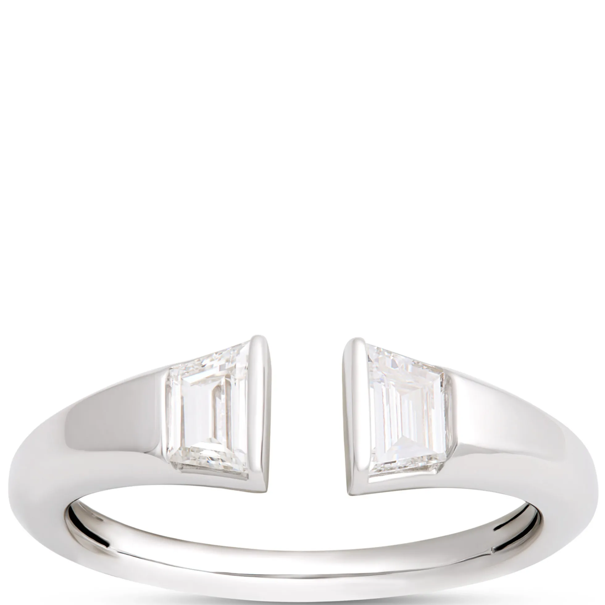 Trap Diamond Bypass Ring, 14K White Gold