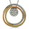 Tri-Color Circle Diamond Convertible Pendant 14K