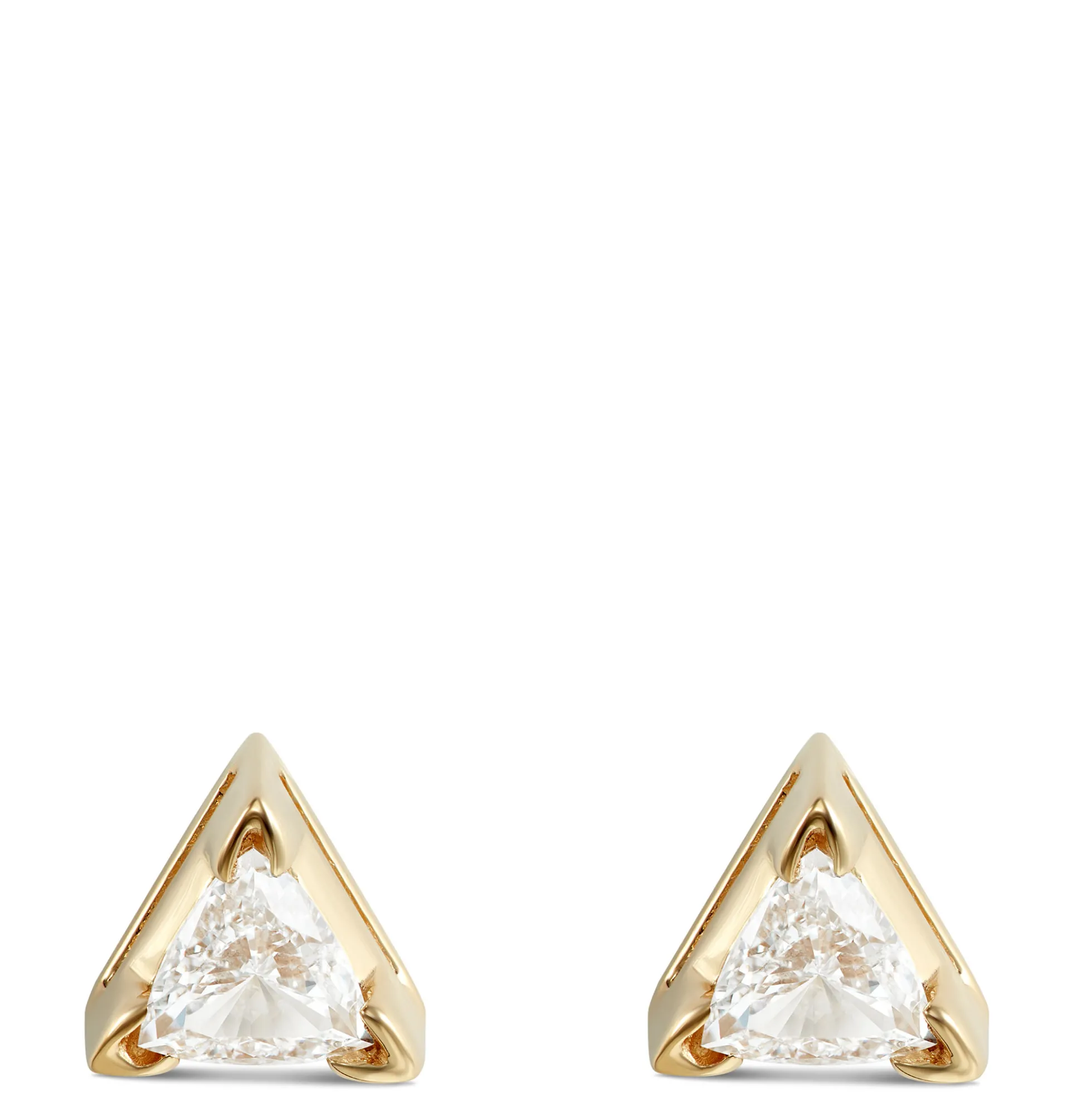 Trillion Diamond Studs, ⅕ Carat, in 14K Yellow Gold