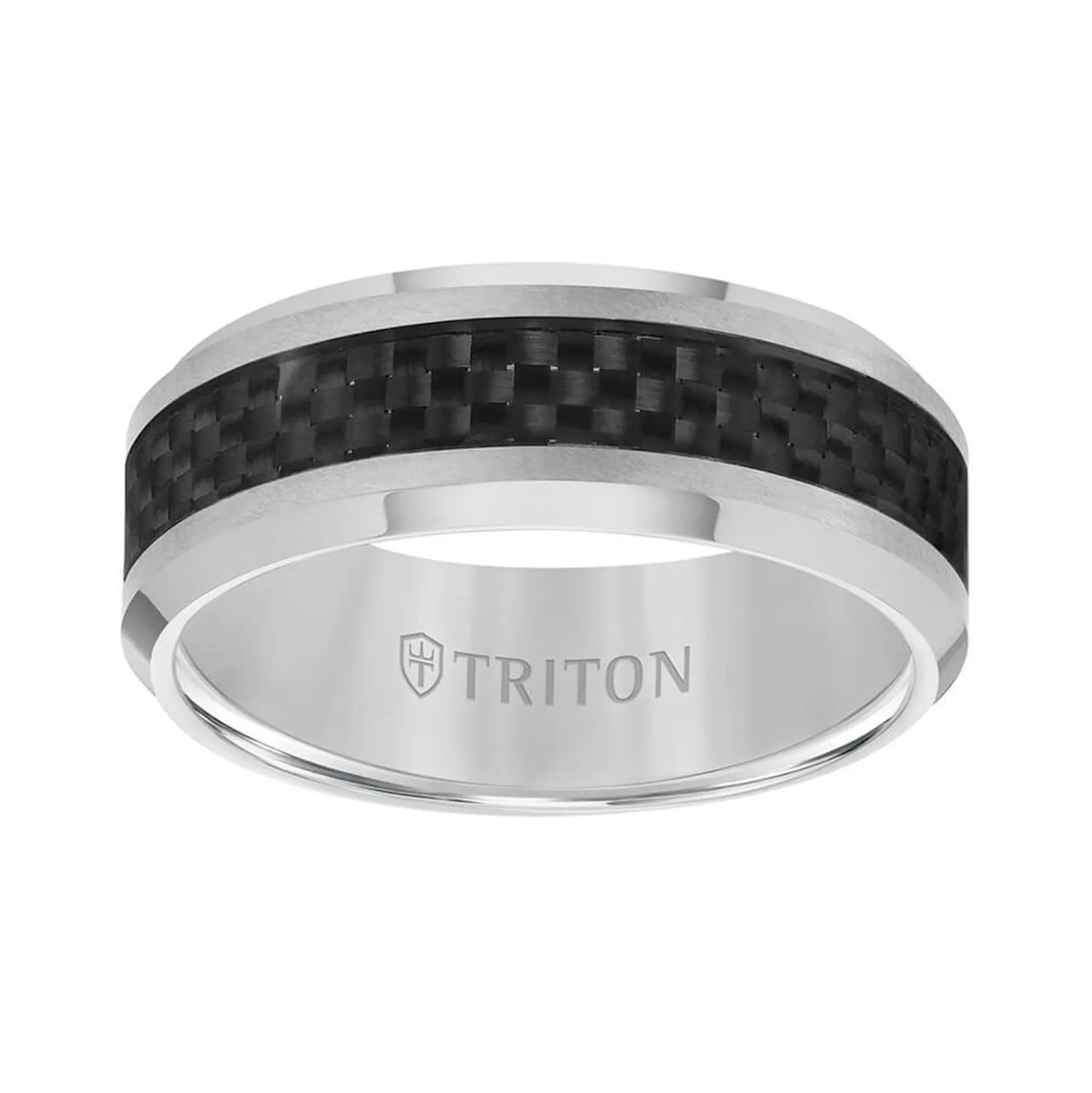 TRITON Contemporary Comfort Fit Carbon Fiber Band in Grey Tungsten, 8 mm