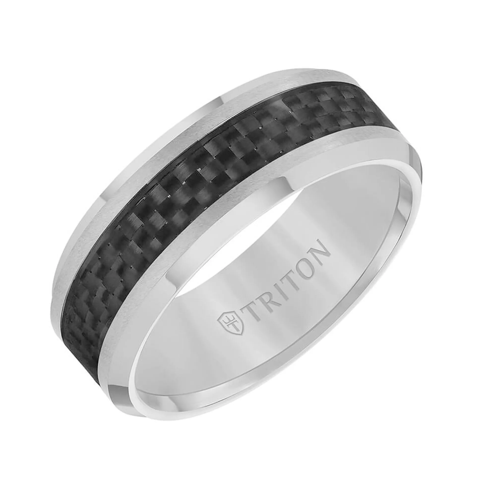 TRITON Contemporary Comfort Fit Carbon Fiber Band in Grey Tungsten, 8 mm