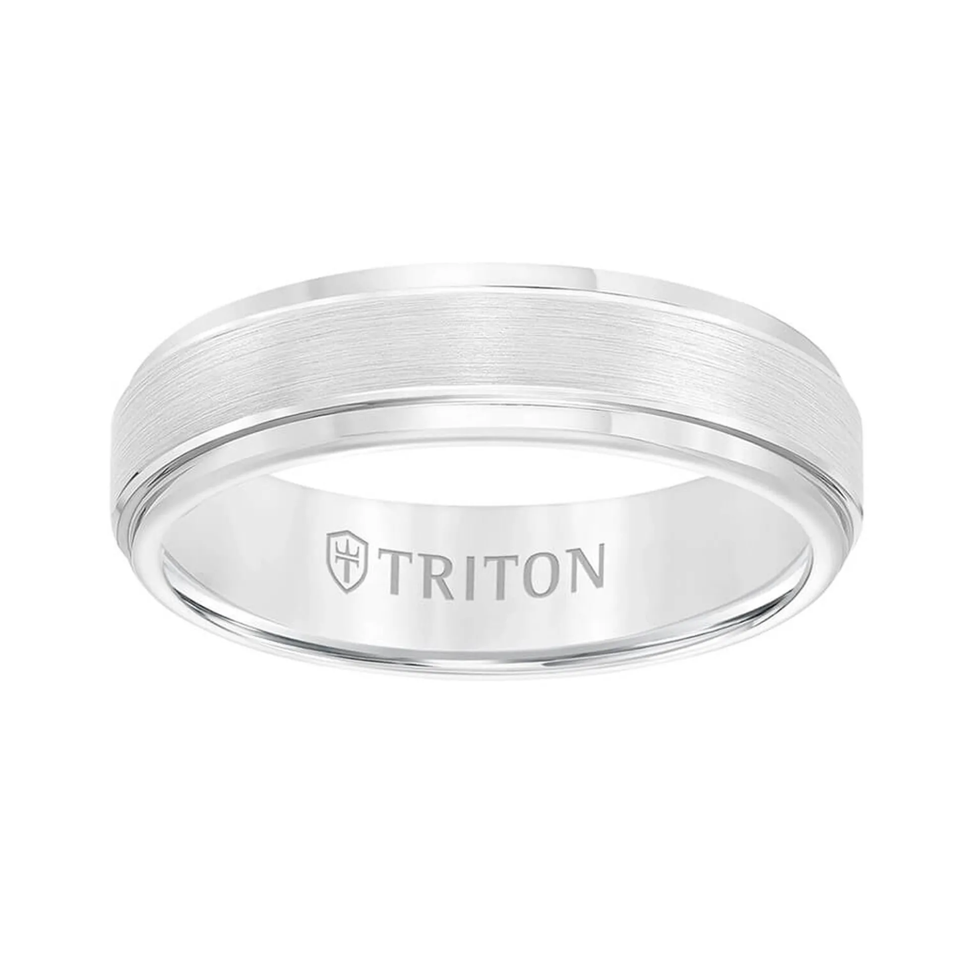 TRITON Contemporary Comfort Fit Satin Finish Band in White Tungsten, 6 mm