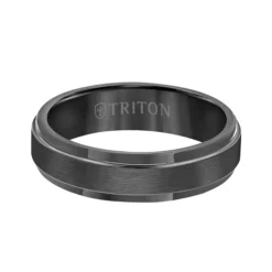 TRITON Contemporary Comfort Fit Satin Finish Band in Black Tungsten, 6 mm