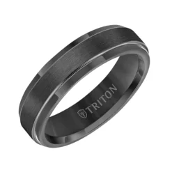 TRITON Contemporary Comfort Fit Satin Finish Band in Black Tungsten, 6 mm