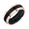 TRITON Contemporary Comfort Fit Flat Brush Finish Rose Link Edge Band in Black Tungsten, 8 mm