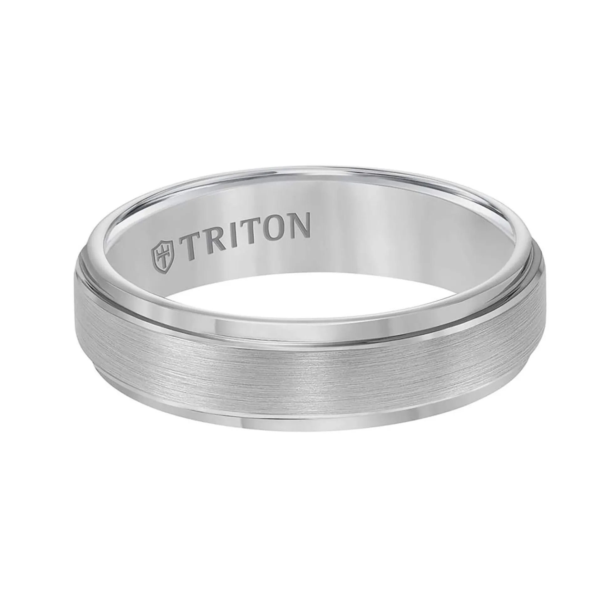 TRITON Step Edge Satin Finish Center Classic Tungsten Wedding Band, 6mm
