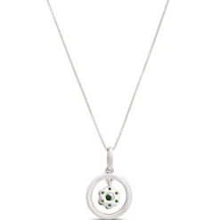 Tsavorite and Diamond Pendant Necklace, 14K White Gold