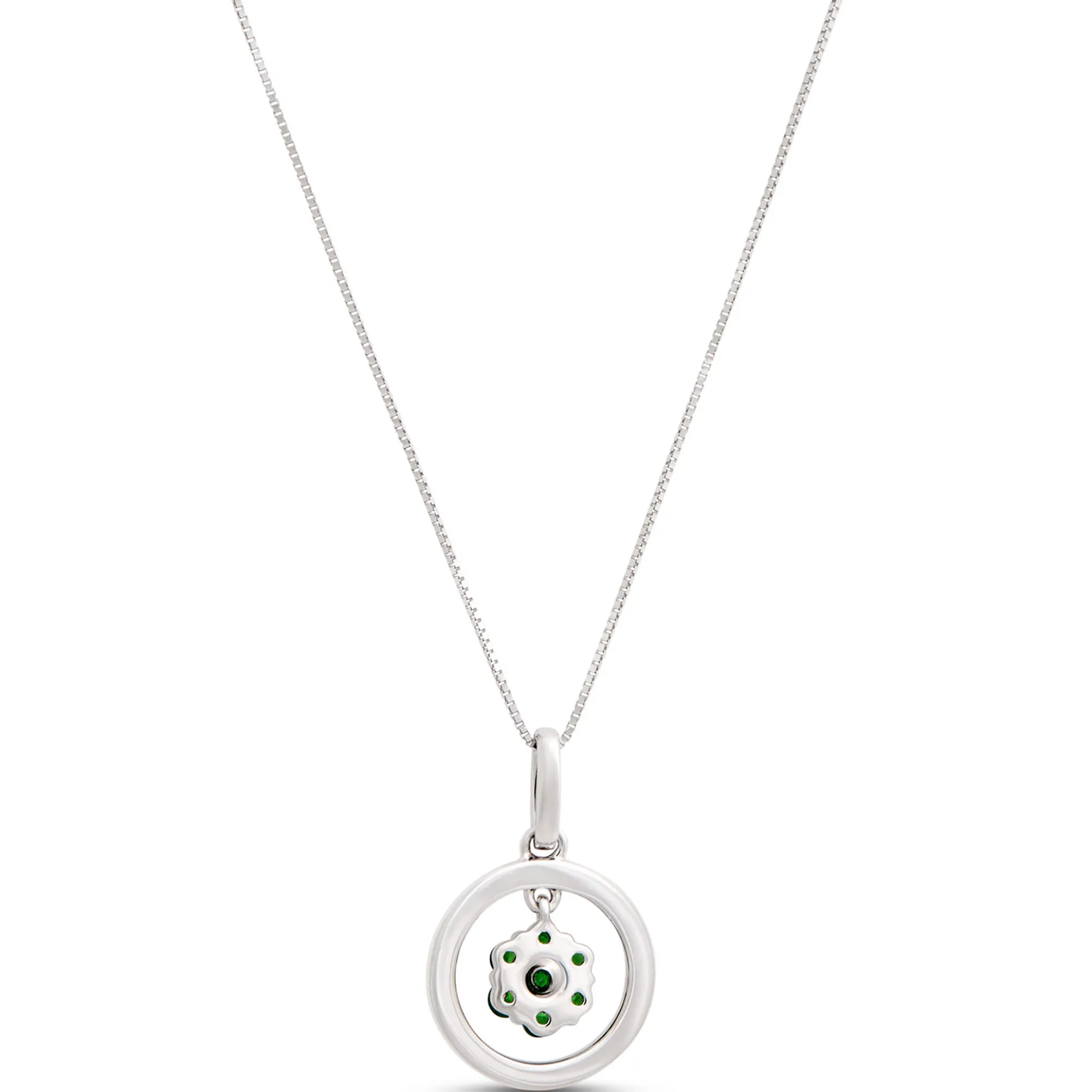 Tsavorite and Diamond Pendant Necklace, 14K White Gold