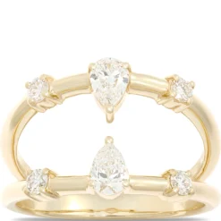 Two Row Diamond Ring, ½ Carat Total Weight, 14K Yellow Gold