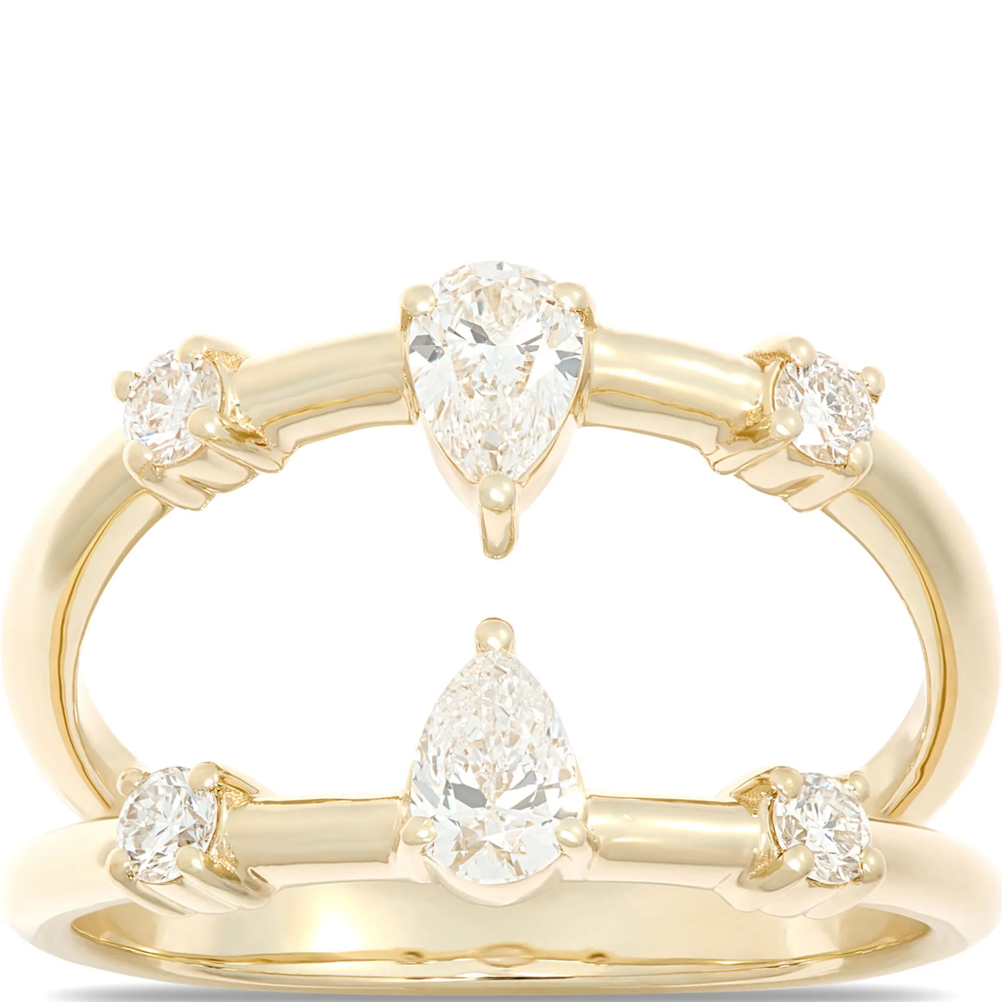 Two Row Diamond Ring, ½ Carat Total Weight, 14K Yellow Gold