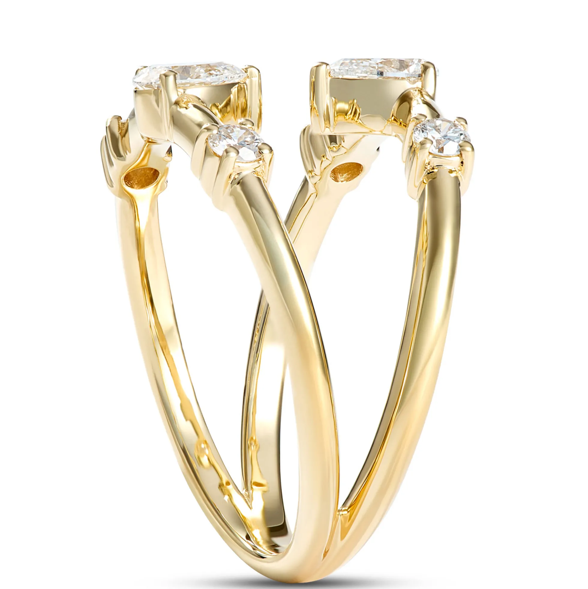 Two Row Diamond Ring, ½ Carat Total Weight, 14K Yellow Gold
