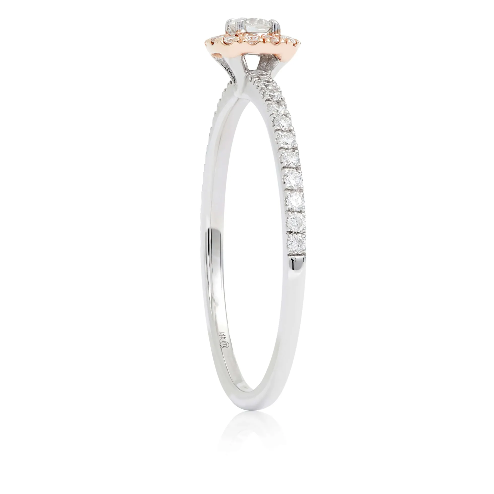 Two-Tone Diamond Halo Ring 14K