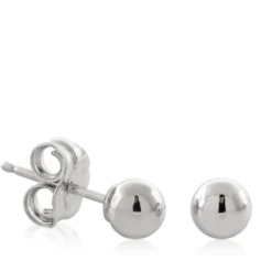 White Gold Ball Earrings 14K, 4mm