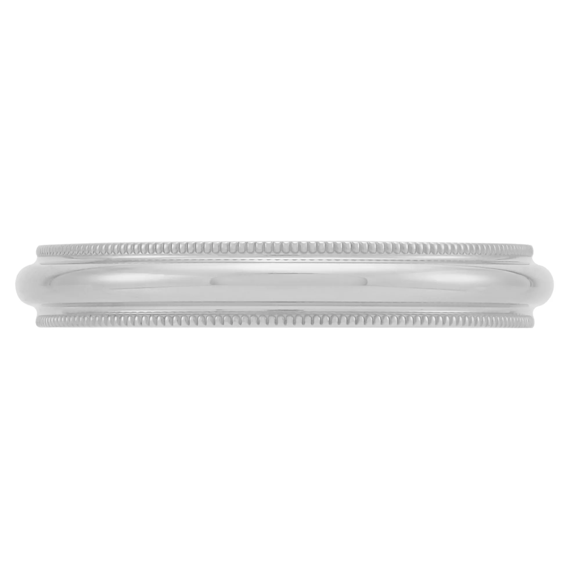 White Gold Polished Milgrain Edge Comfort Fit 3mm Band 14K
