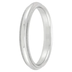 White Gold Polished Milgrain Edge Comfort Fit 3.5mm Band 18K