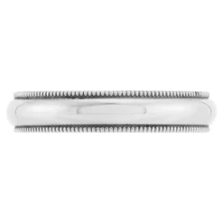 White Gold Polished Milgrain Edge Comfort Fit 4mm Band 14K
