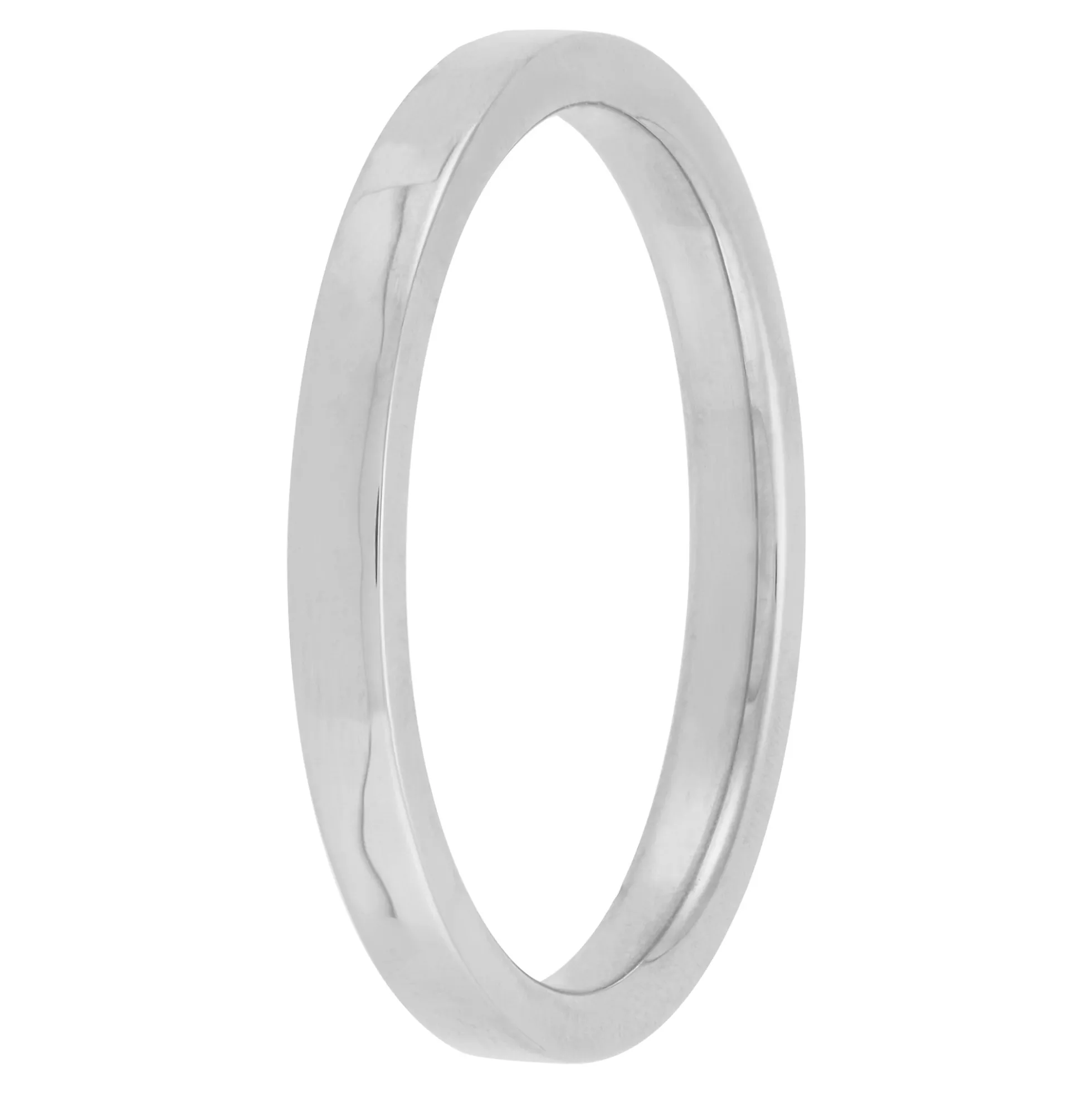 White Gold Polished Pipe Comfort Fit 2mm Band 14K