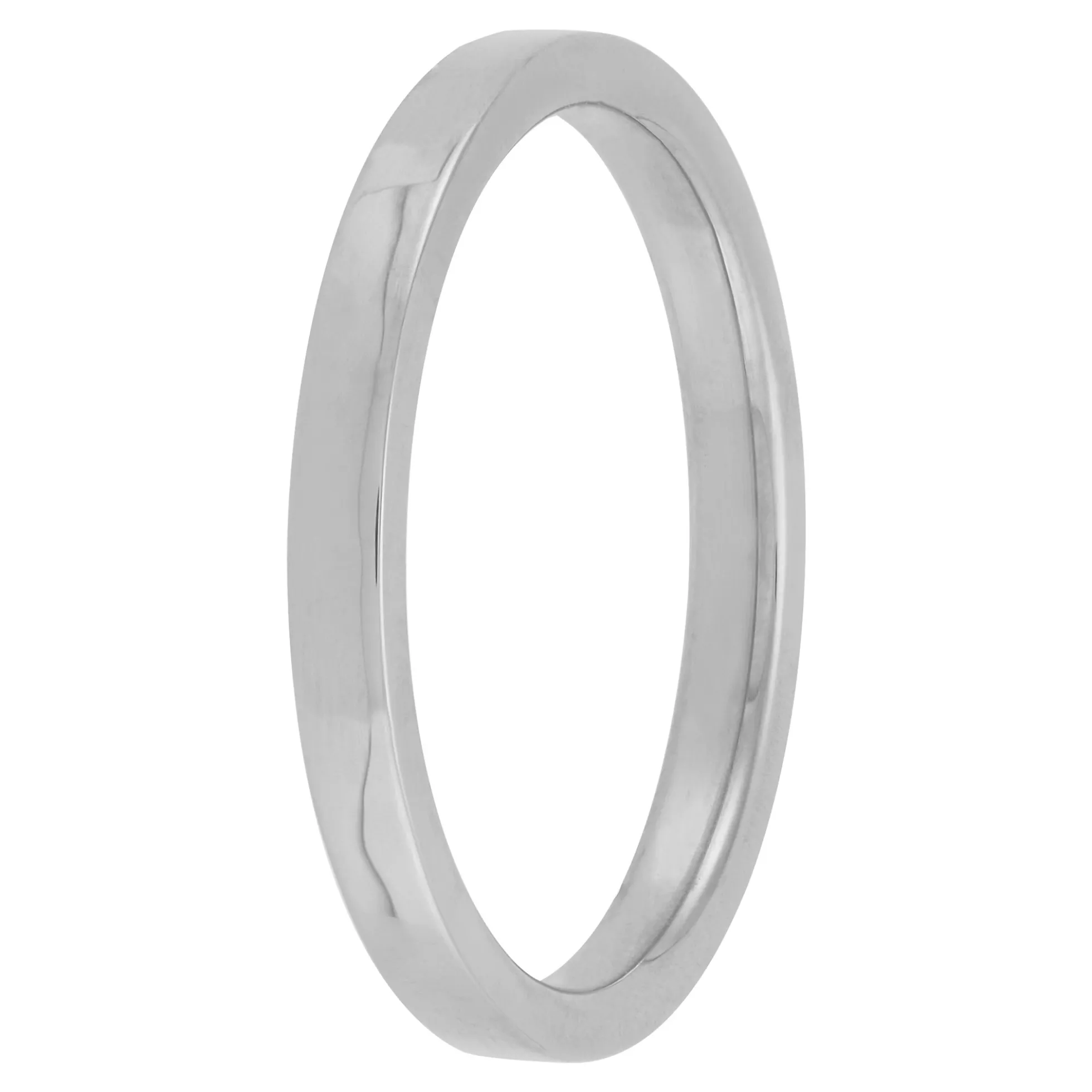 White Gold Polished Pipe Comfort Fit 2mm Band 18K