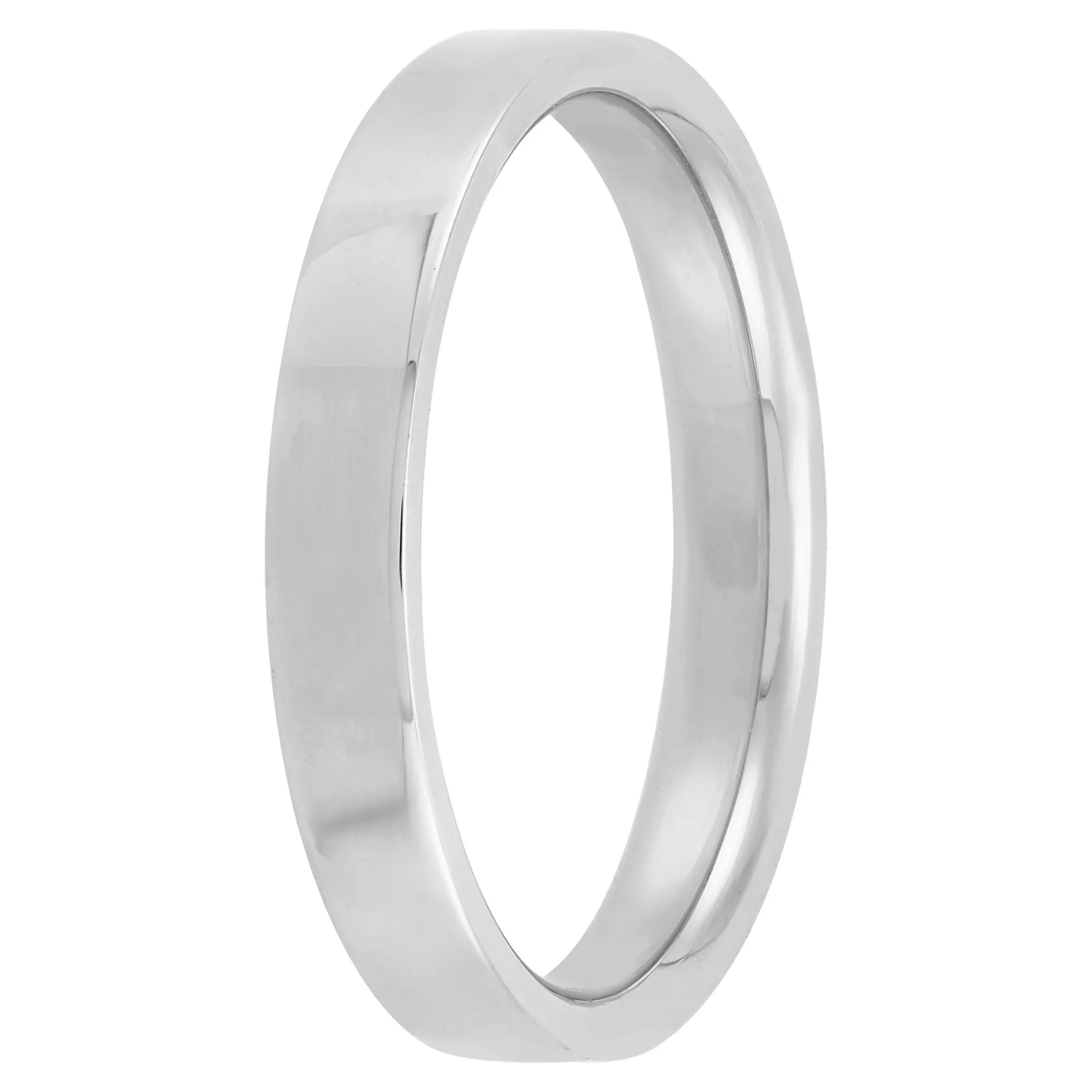White Gold Polished Pipe Comfort Fit 3mm Band 18K