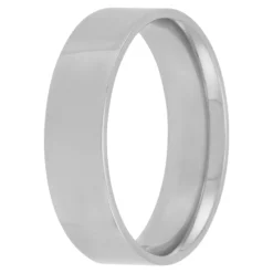 White Gold Polished Pipe Comfort Fit 6mm Band 14K