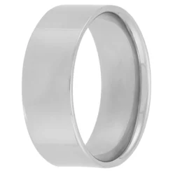 White Gold Polished Pipe Comfort Fit 8mm Band 18K