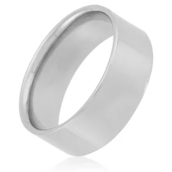 White Gold Polished Pipe Comfort Fit 8mm Band 18K