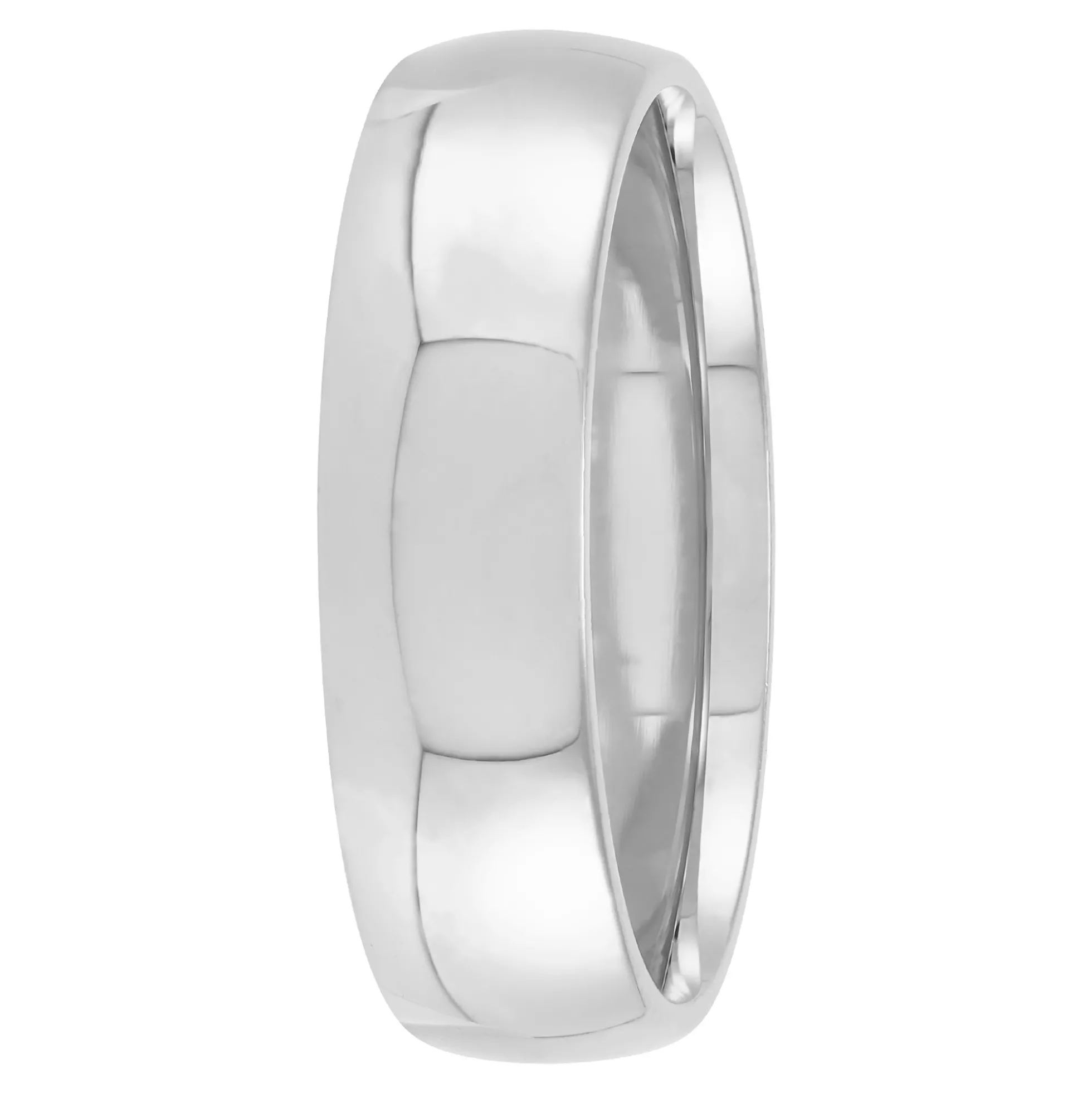 White Gold Polished Rounded Comfort Fit 6mm Band 18K