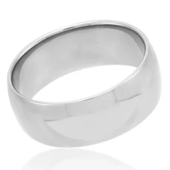 White Gold Polished Rounded Comfort Fit 8mm Band 18K