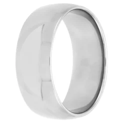 White Gold Polished Rounded Comfort Fit 8mm Band 18K