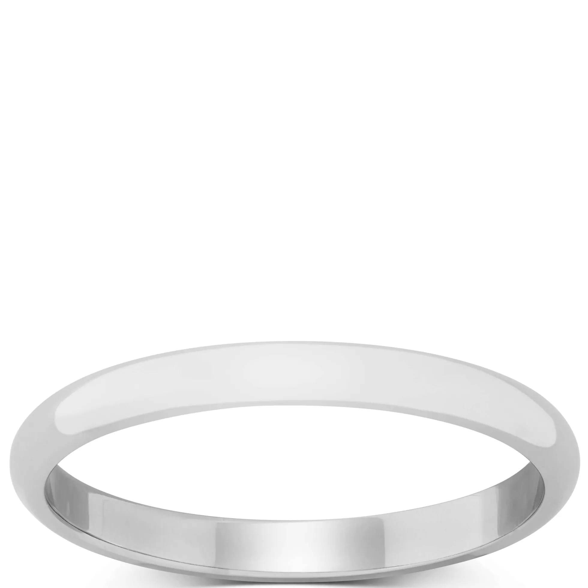 White Gold Polished Rounded 2mm Band 14K
