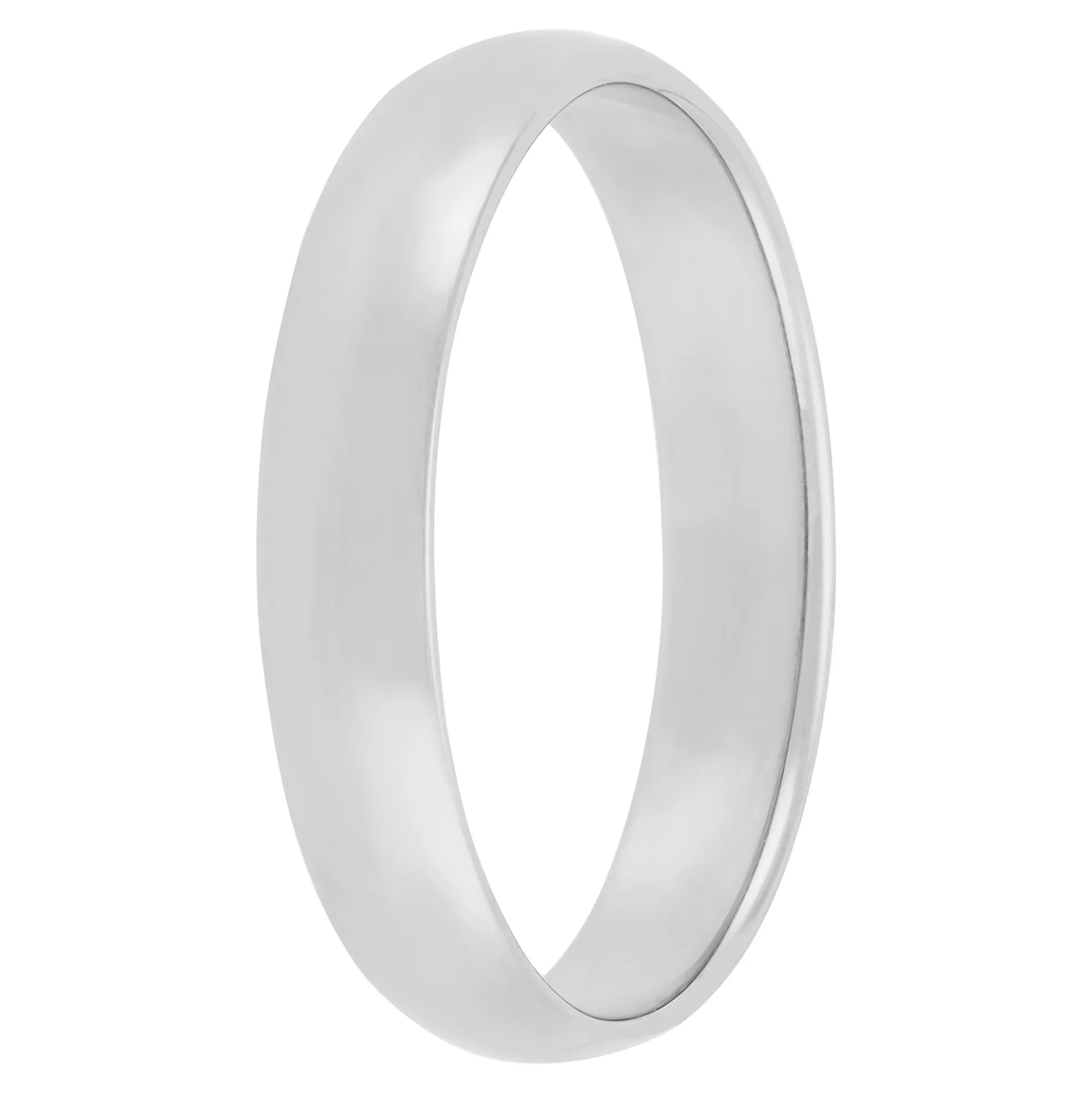 White Gold Polished Rounded 4mm Band 18K