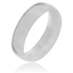 White Gold Polished Rounded 6mm Band 14K