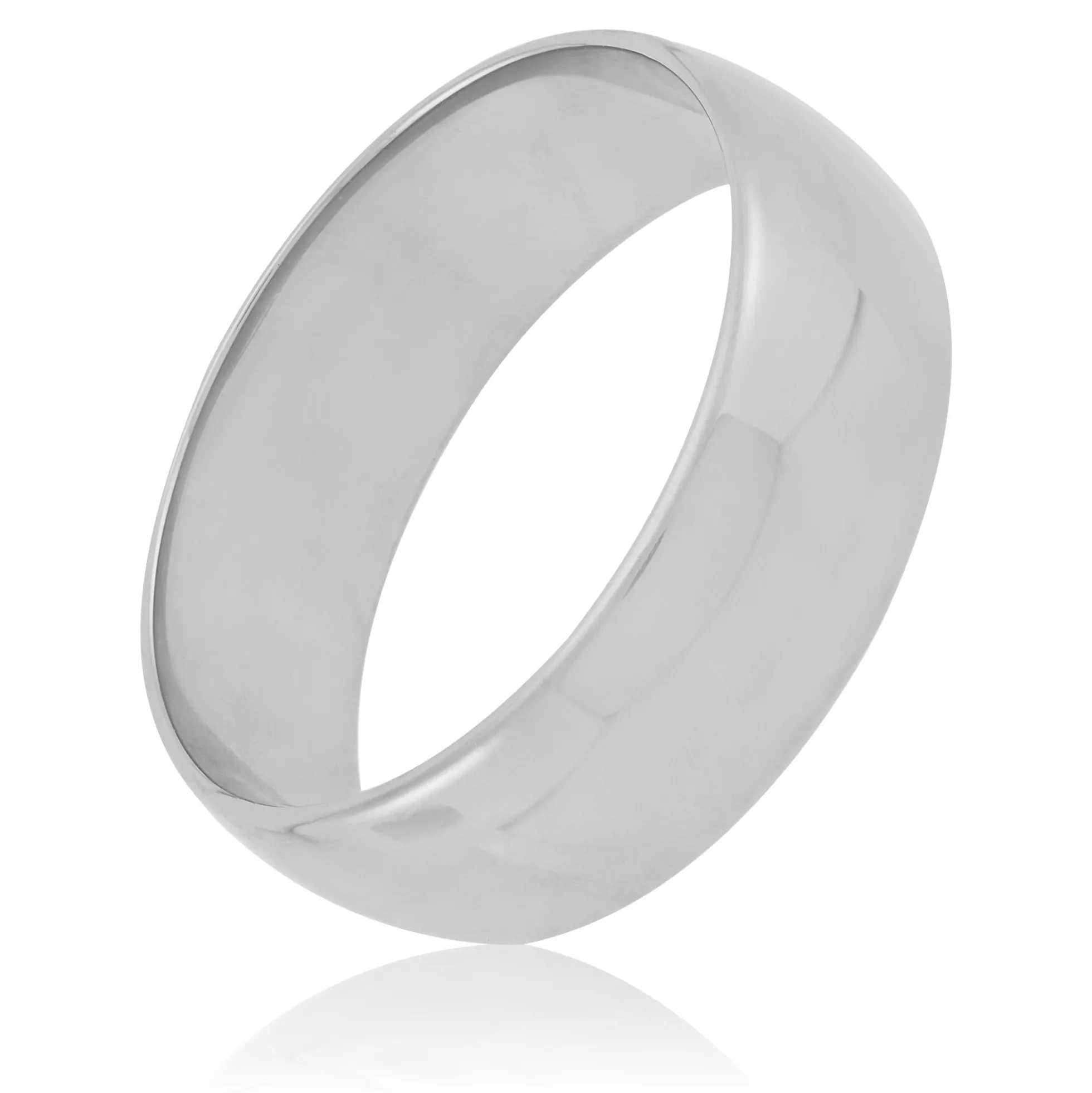 White Gold Polished Rounded 7mm Band 14K