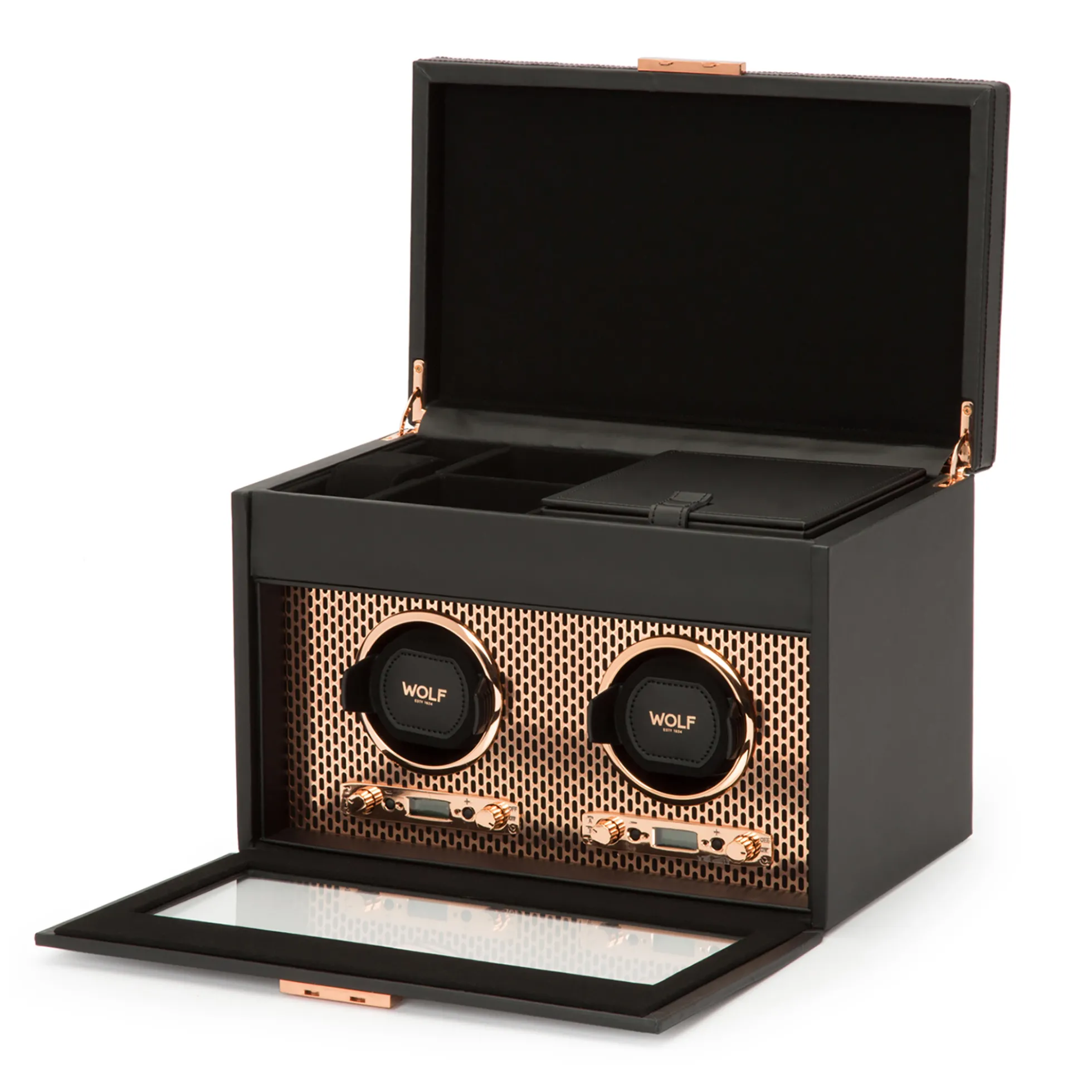 WOLF Axis Double Watch Winder With Storage